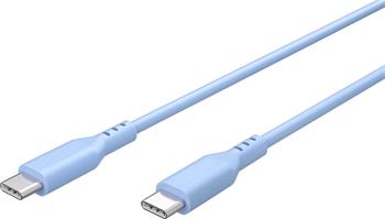 PremiumCord Silikonový kabel s konektory USB-C 60W 480Mbps modrý extra měkký 1,5m