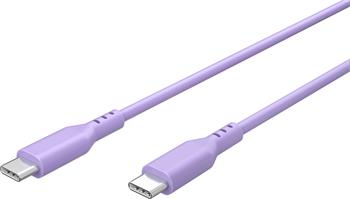 PremiumCord Silikonový kabel s konektory USB-C 60W 480Mbps fialový extra měkký 1,5m