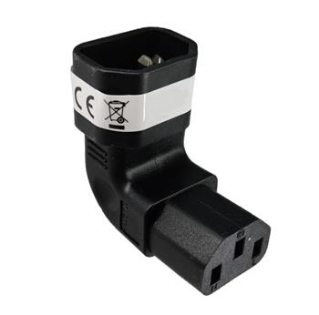Adaptér vertikálně úhlový IEC C13 female na IEC C14 male, napětí 230V, max.proud 10A