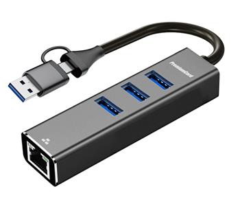PremiumCord Adapter USB-C a USB-A na Gigabit 10/100/1000Mbps + 3x USB3.2 konektor