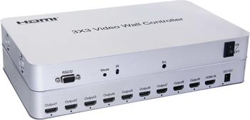 3x3 HDMI Video Wall Controller 1 vstup - 9 výstupů, vstup FULL HD 1080p Video Wall controller, 13 zobrazovacích módů