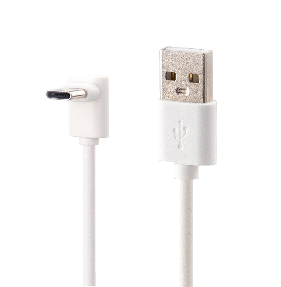 PremiumCord Kabel USB typ C/M zahnutý konektor 90° - USB 3.0 A/M, 2m bílý