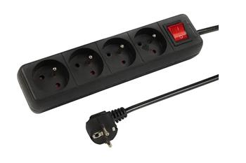 PremiumCord Prodlužovací přívod 230V 2m 4 zásuvky + vypínač, černý
