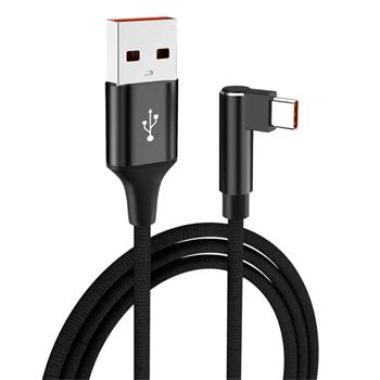 PremiumCord Kabel USB typ C/M zahnutý konektor 90° - USB A/M, rychlé nabíjení 3A, 0,5m