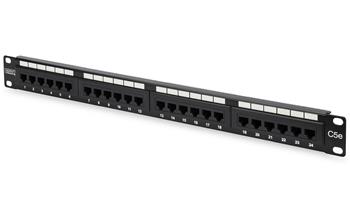 DIGITUS Patch panel,CAT5E,19",24xUTP RJ45,černá