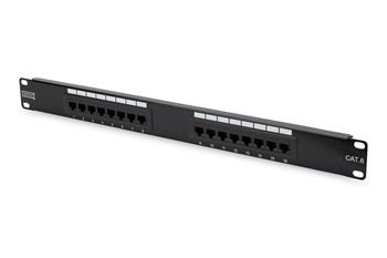 DIGITUS Patch panel, CAT6,19",16xUTP RJ45,černý