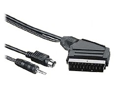 PremiumCord Kabel S-video+ 3,5mm stereojack na SCART 2m + kondenzátor
